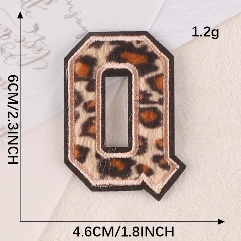 Leopard Print Embroidered Alphabet Badge Patches
