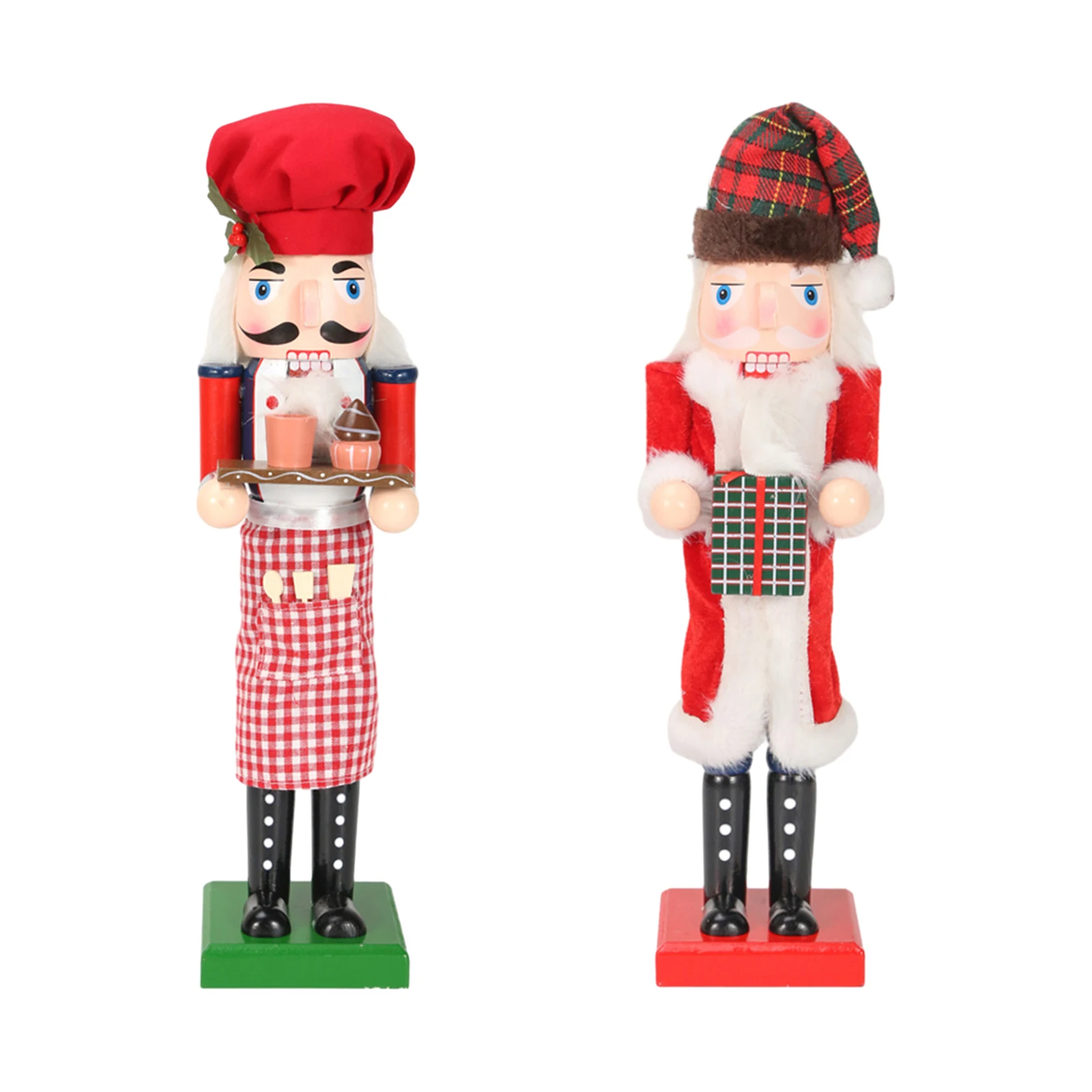 Geteawily Ornamenti Schiaccianoci, Soldato Schiaccianoci in legno a forma di Babbo Natale, statuetta decorativa da tavolo per feste, feste all'aperto