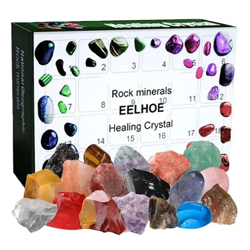 

2022 Advent Calendar Christmas Countdown Calendar Gemstone Collection Count Down to Christmas Rocks Minerals & Fossils Advent