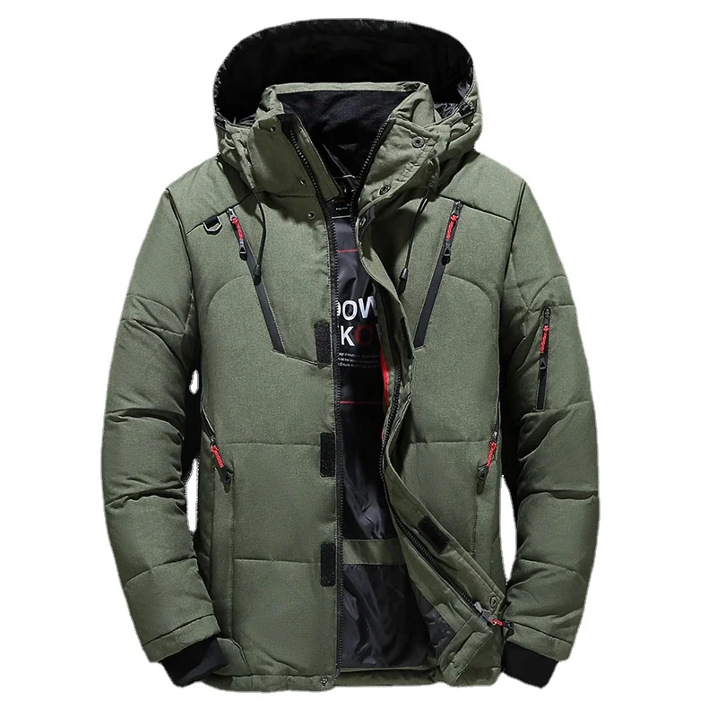 Hooded Coats Multi-pocket White Duck Down Windbreaker Jackets Overcoat 2022 Winter Snow Down Jacket Men Casual Thick Warm Parkas