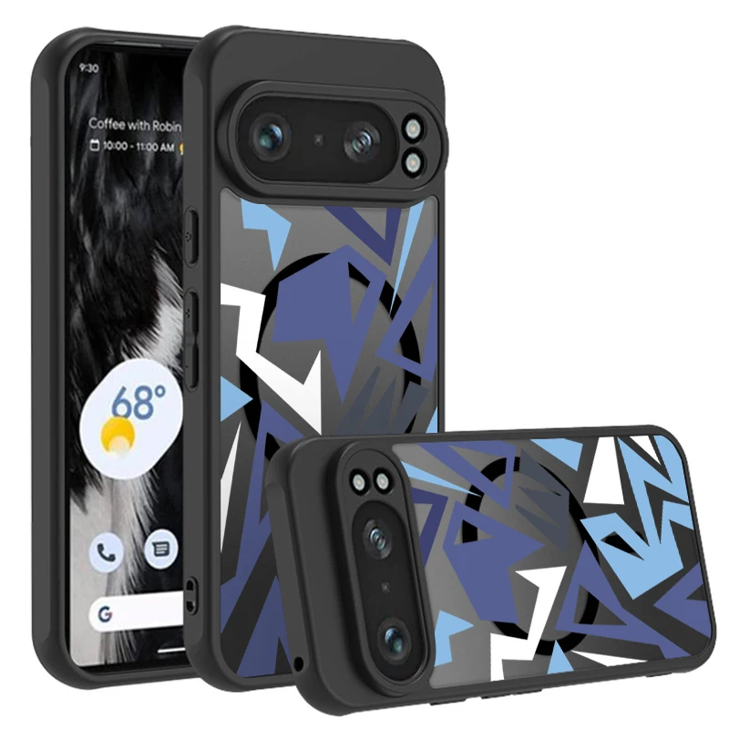 Magnetic Matte Geometry Pattern Phone Case with Magsafe Wireless Charging Compatibility