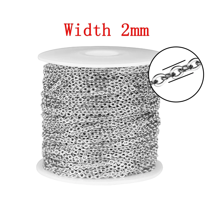 Stainless Steel Rose Gold Link Chain Necklace - 2 Meters, 1-3mm, Bulk for DIY Jewelry Making Supplies Wholesale