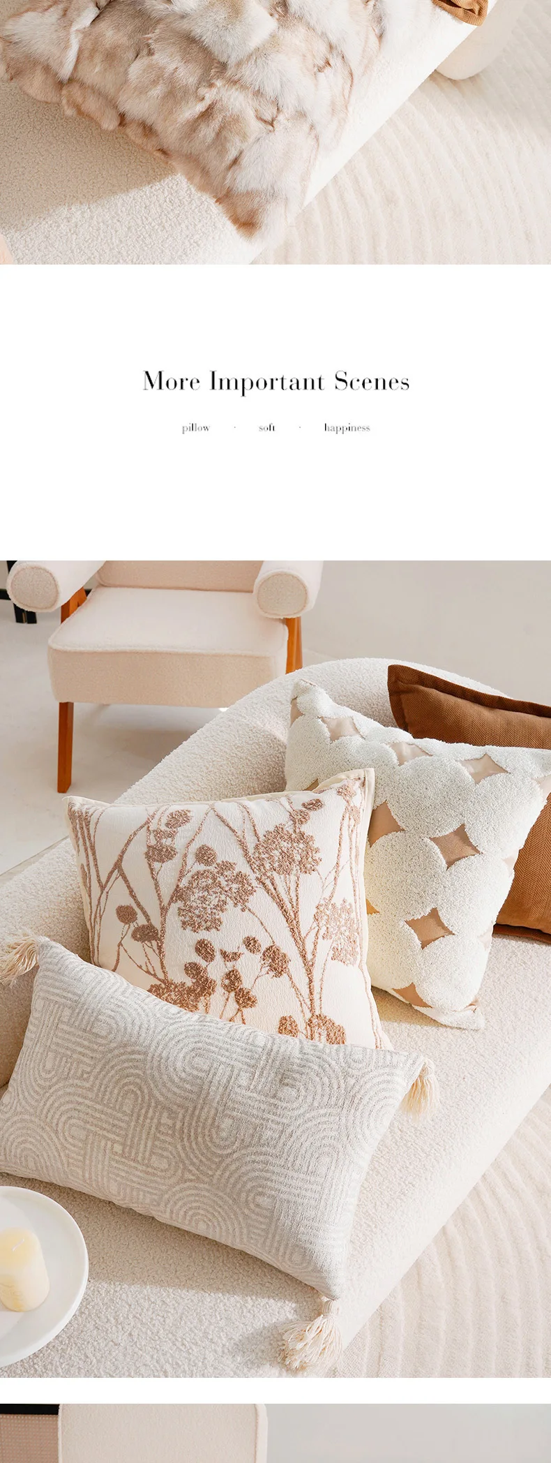 Französische antike nordische braune Luxus-Kissenbezüge für Sofa-Bett-Kissen, elegante Heimdekoration, hochwertiger weicher Vintage-Stil – Detail 6
