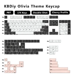 Retro Gaming Double Shot PBT Black and White Keycaps - Cherry Profile, ISO Layout (GMK Olivia)