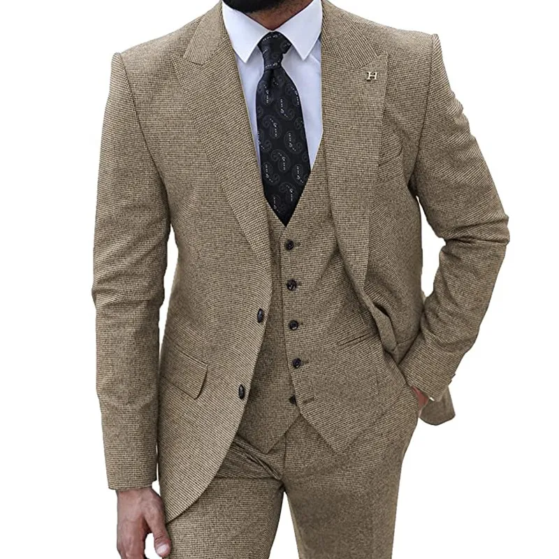 Abito Da Uomo 3 Pezzi A Quadri – Blazer, Pantaloni, Gilet – Su Misura, Matrimonio
