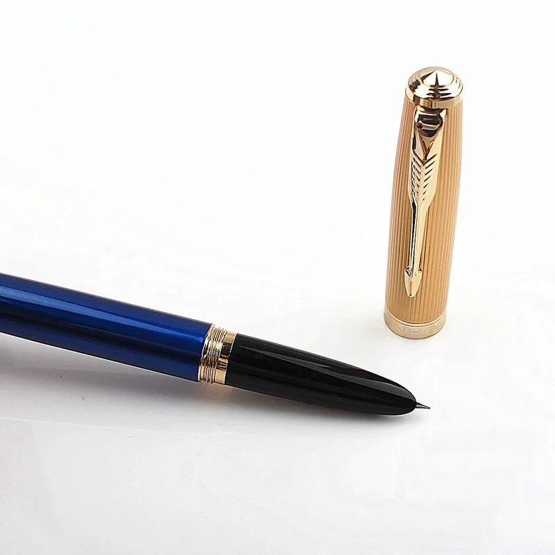Aaronic ltd Fountain Pens Fountain Pen Calligraphy Pen Classic JinHao 85  Metal Fountain Pen Blue Spin 0.38mm Stationery Office Supplies Golden Ink  Pen