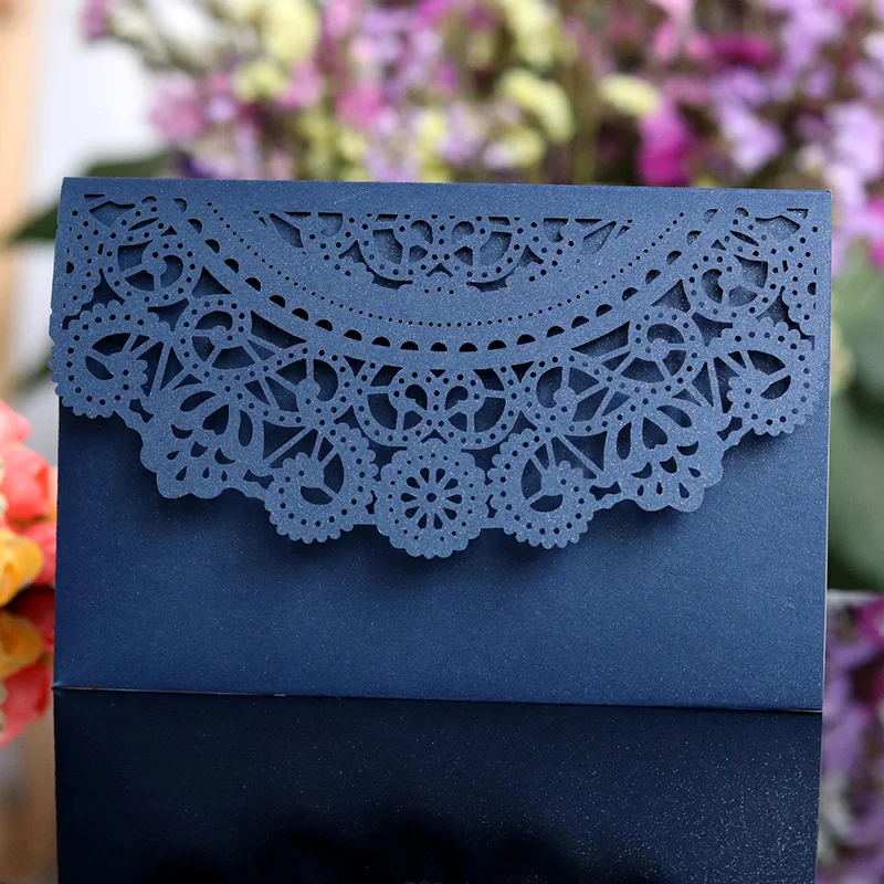 10pcs European Laser Cut Wedding Invitations Card Tri-Fold Lace Business Greeting Card Engagement Wedding Party Favor Decoration