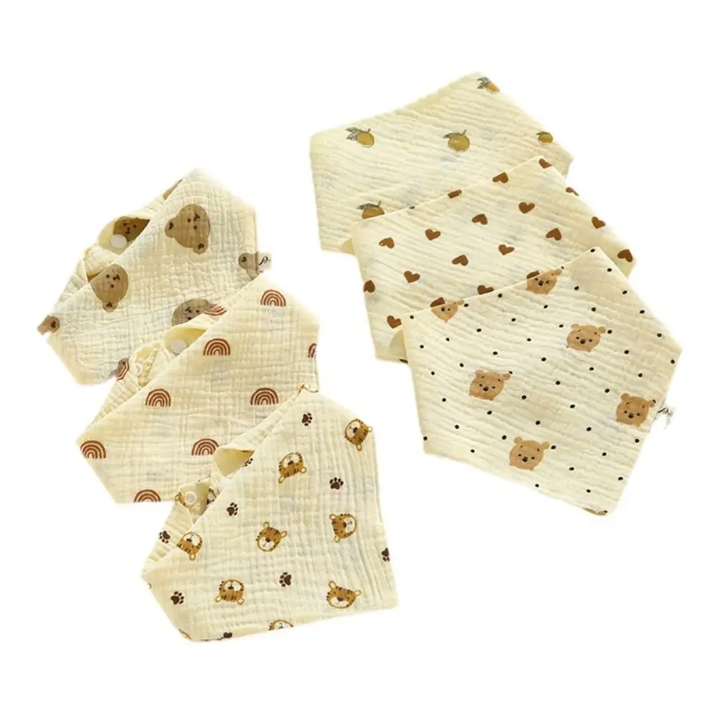 Baby Drool Bibs Printing Baby Muslin Bibs Snap Button Solid Color Saliva Towel Soft Cotton Burp Cloths Feeding Drool Bibs