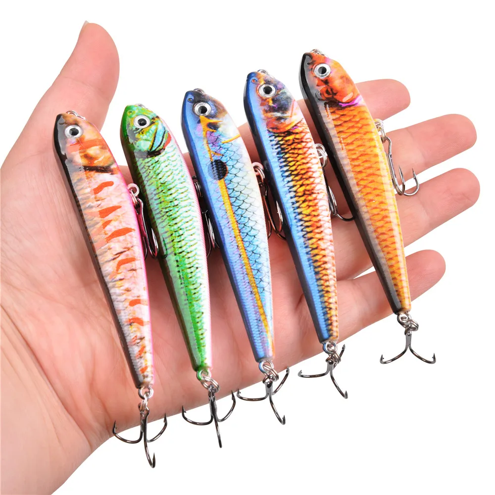 5Pcs Walking baits for Bass fishing Top water Swimbait 9g Pencil