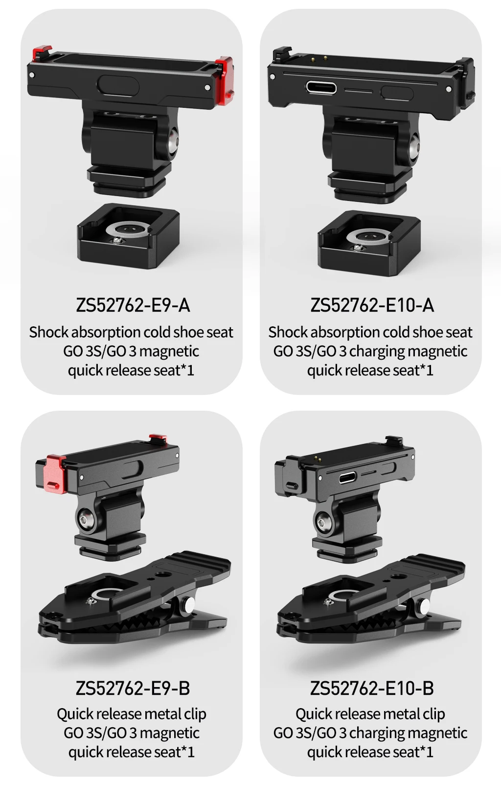 Magnetische Schnellverschluss-Basis, 1/4 Zoll Schraube, Kaltschuh-Halterung, Rucksack für Insta360 Go 3 Go 3S, schneller Clip für Daumen-Kamera-Ständer – Detail 37