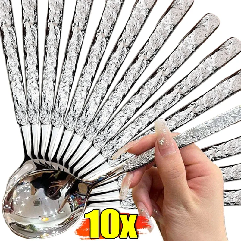 Stainless Steel Dinner Spoon Long Handle Dessert Ice Cream Spoons Restaurant Tableware Soup Scoops Kitchen Coffee Drinking Spoon stainless steel spoon,soup spoon