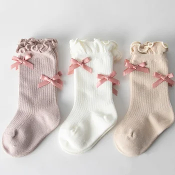 Calzini per neonati in cotone Primavera Autunno Calzini per neonati di alta qualità per bambini Calzini a metà polpaccio Moda Dolce Bowknot Calzini da principessa per ragazze