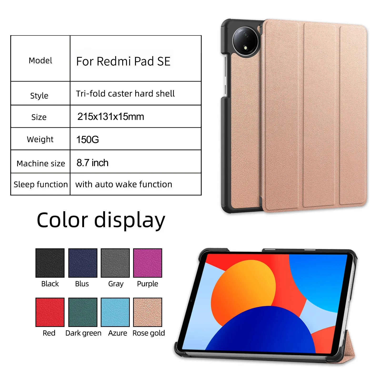 Für Xiaomi Redmi Pad SE 8.7 Tablet-Hülle 8,7 Zoll Standfunktion Lederhülle – Detail 1