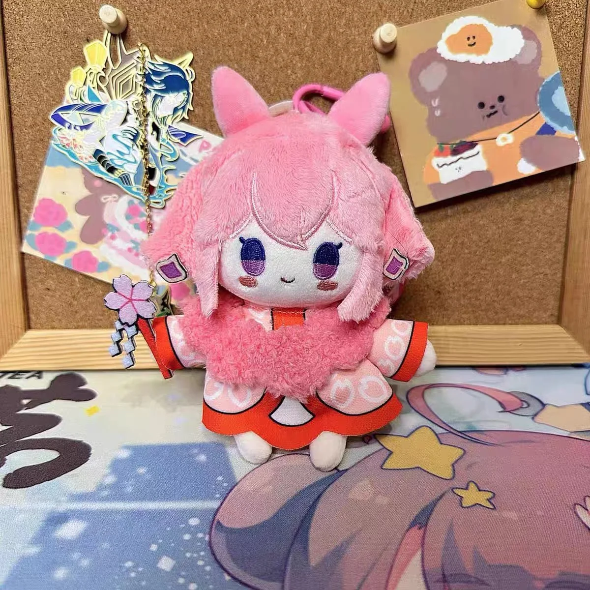 

Genshin Impact Yae Miko Abyss Mage Anime Cosplay 12cm Keychain Plushie Kawaii Bag Pendant Plush Cotton Doll Cute Gift