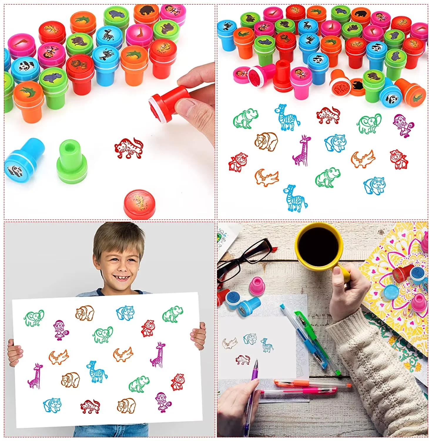 Cute Cartoon Animal Self Ink Rubber Stamp Toys Kids Educational Toys Puzzle DIY Scrapbook Birthday Gift 10 Pack