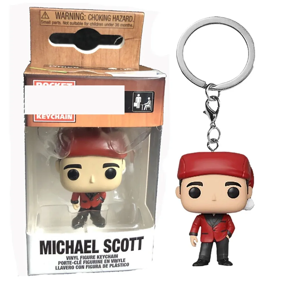 FUNKO Pocket The Office Keychain Funny Doll Pam Beesly Michael Scott Backpack Pendant Collection Christmas Gifts Toys Keychain 2