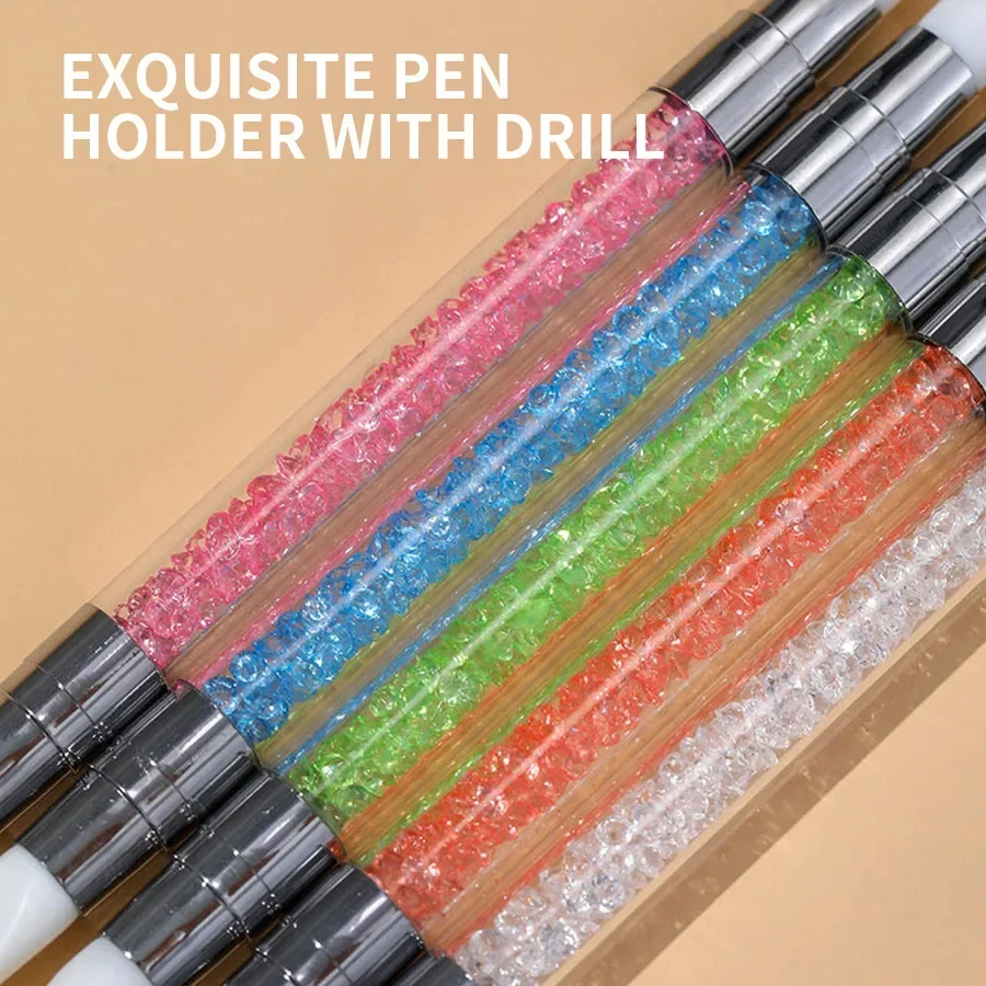 Dual-ended Silicone Nail Art Carving Pen Nail Art Brush Carving Mirror Glitter Powder Dotting Painting Nail Pen Manicure Tools 4