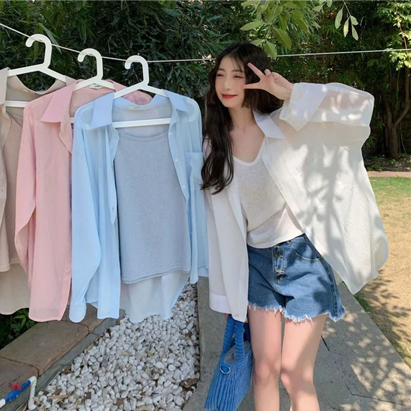 Cotton Jacquard Button Loose Sleeve Sunscreen Clothing For Women
