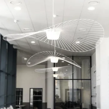 Vintage Hat Pendant Led Lamp Black Rattan Suspension Luminaire Kitchen Hanging Light Living Room Home Decor Ceiling Chandelier 6