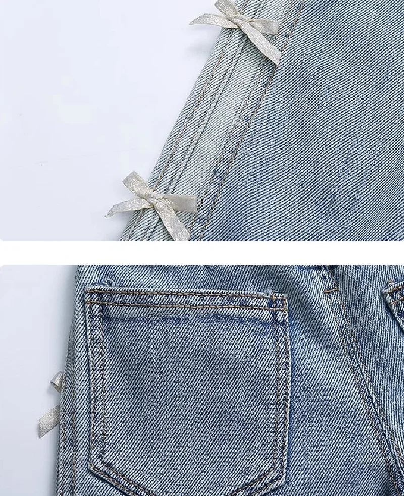 Mädchen-Jeans mit Schleifenmuster, neue BlingBling-Diamant-Jeans, Kinderkleidung, gerade, weit geschnittene Hosen, lockere Hosen, 2–8 Jahre – Detail 22