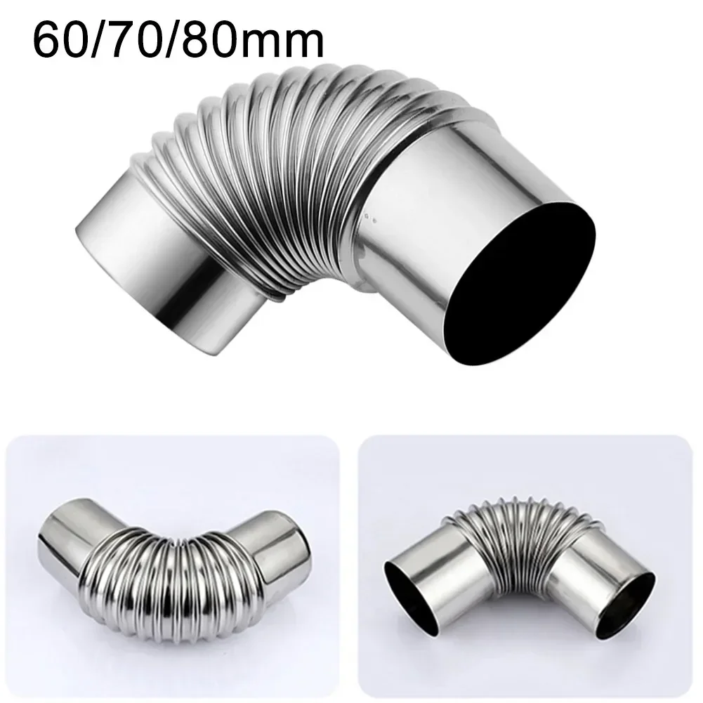 60/70/80mm Stainless Steel 90 Degree Elbow Chimney Liner Bend 90&deg; Multi Flue Stove Pipe For Outdoor Camping Wood Stoves Chimney