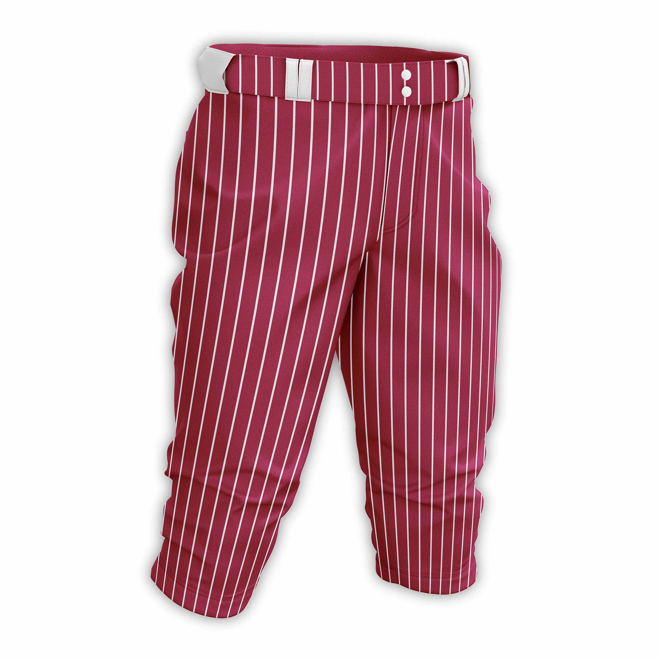 Professional Twill Baseball Middle Pants with Zipper Fly for Adults-Slim-fit Cropped Softball Trousers