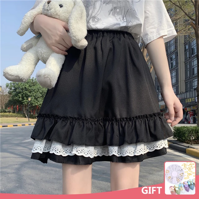 Saia Lolita japonesa para mulheres, lindo vestido Lolita, roupa kawaii para  meninas da escola, saia de fada, bonito e kawaii - AliExpress