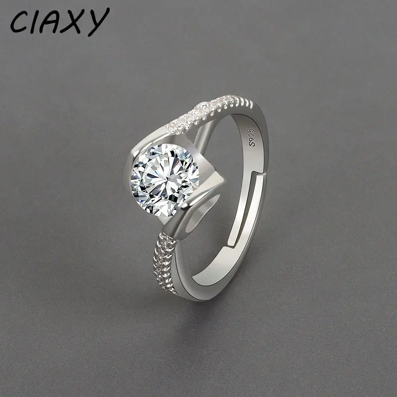 Ciaxy Silver Color Micro-Intarsiato Love Hollow Rings Per Le Donne Double Twist Cross Live Ring Classic Fashion Jewelry