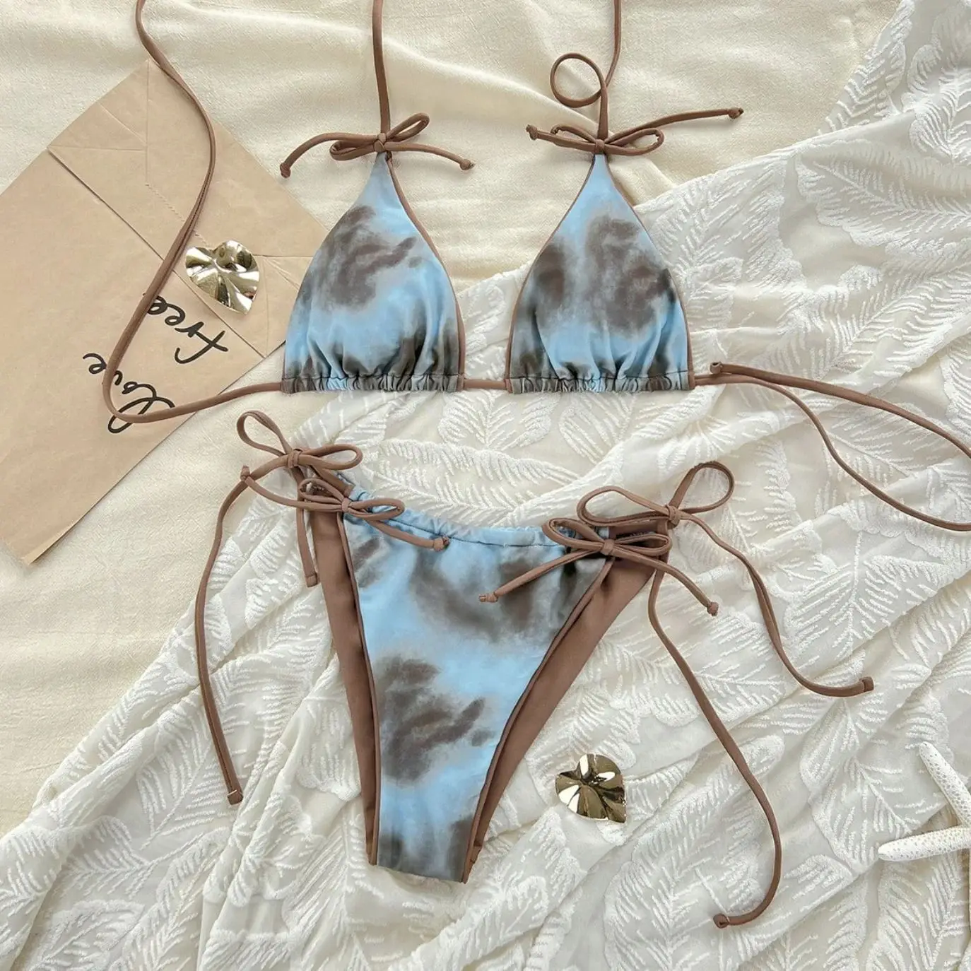 Women's Two-Piece Tropical Bikini Set, Sexy Bohemian Style Swimsuit