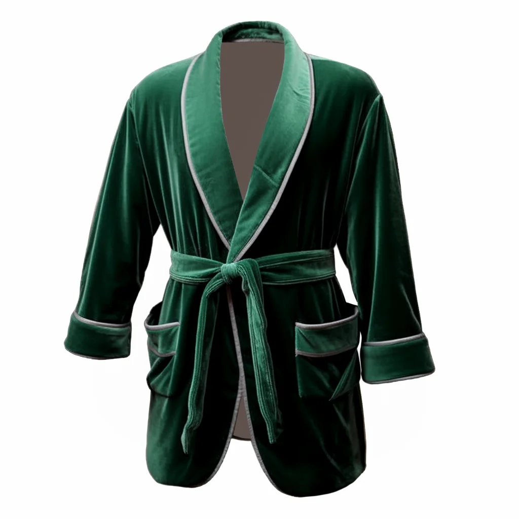 

Green Vintage Smoking Jacket Robe for Men