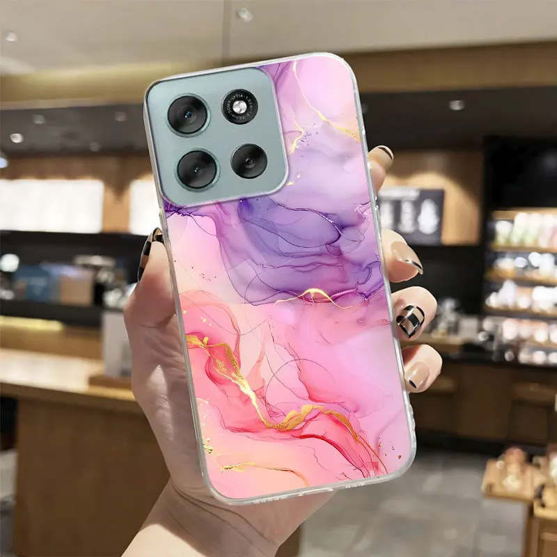 Marble Floral Clear Print Silicone Soft Phone Case