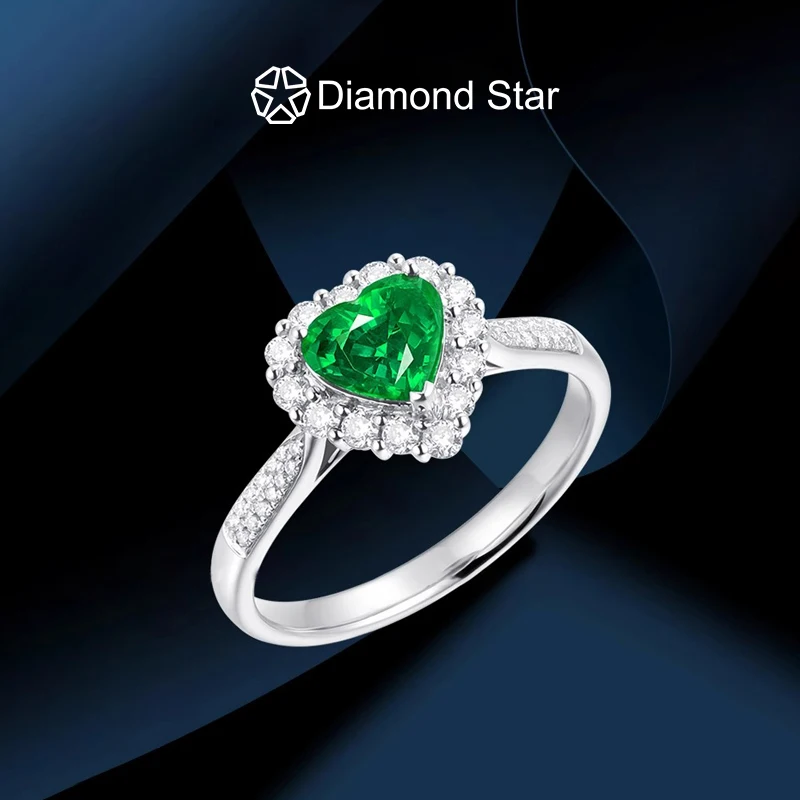 

Diamond Star Romantic Women Lab Grown Gemstones Rings Engagement Wedding Anniversary Rings Fine Jewelry Hot Sale Emerald Rings