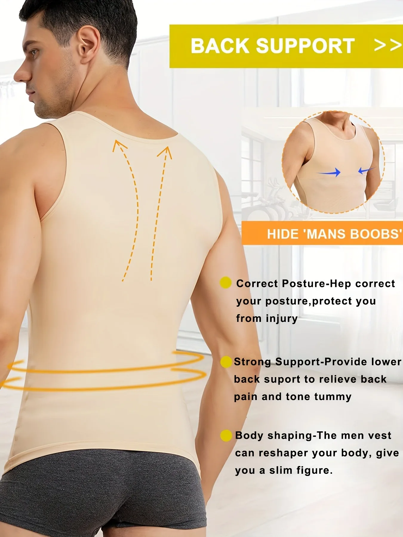 Body Shaper Men's Compression Tummy Control Tank Top Vest Undershirt All Season Shaping Sweatshirt