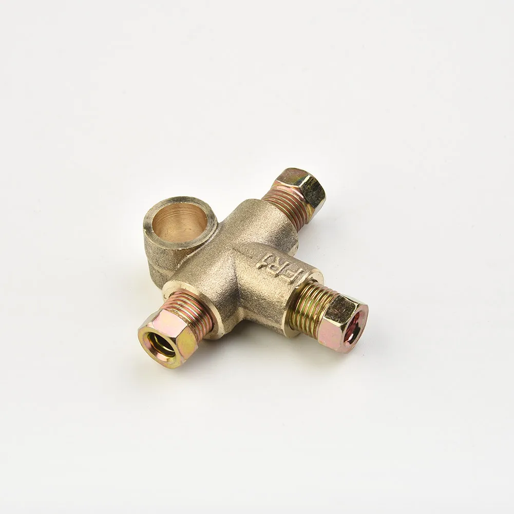3 Way Brake T Piece Tee With 3 M10 Male Nuts Short Metric Copper 3/16 10mm Inch Replacement Parts Accessories.