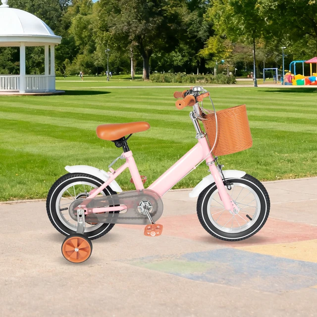 Vélo d'apprentissage à pédales pour enfants de 12 pouces, capacité de charge de 40kg, rose/jaune/vert pour 2-4 ans 1