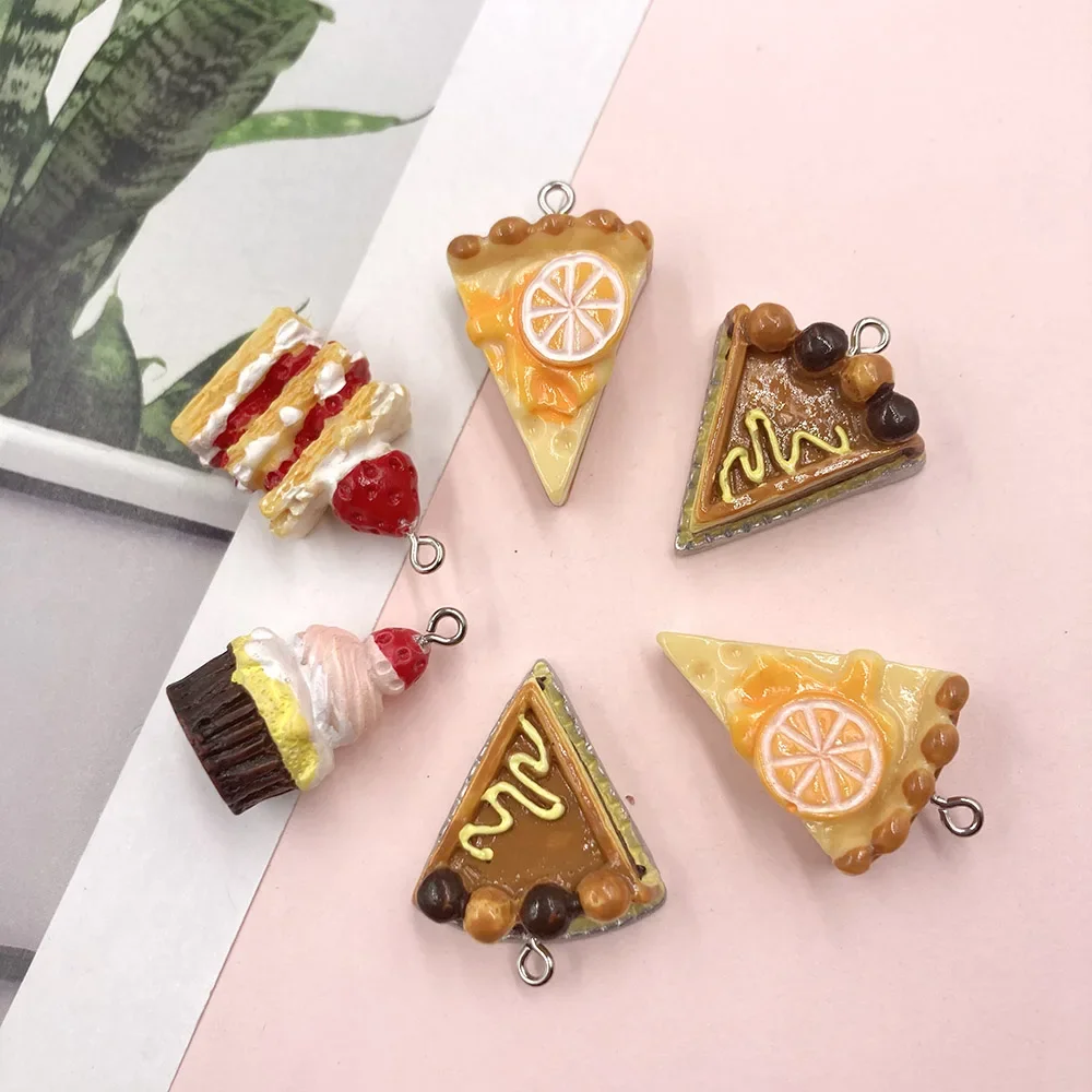 10Pcs Mini Cake Resin Charms for DIY Craft Earrings Necklace Bracelet Jewelry Making Accessories Flat back Cabochon Pendants