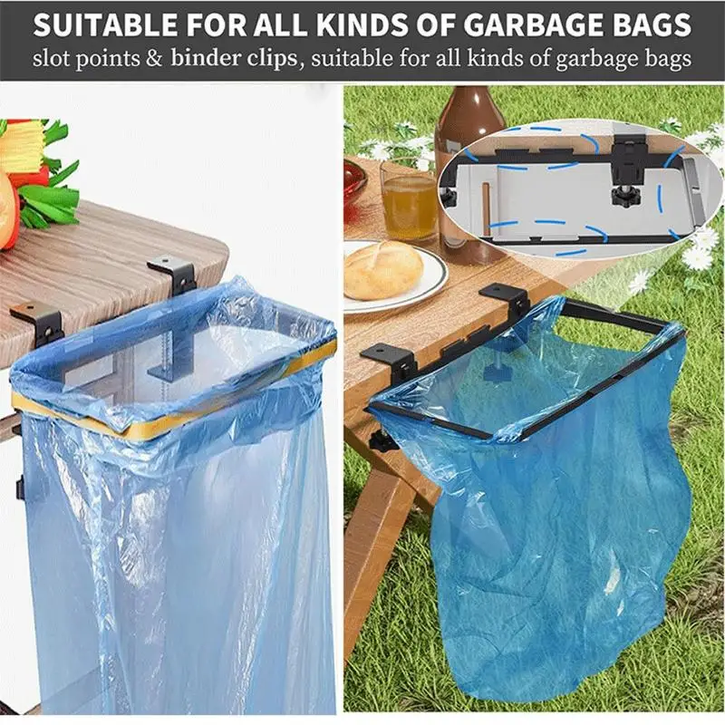 

Trash Bag Rack Wide Plate Metal Storage Accessory Heavy-Duty Trash Bag Holder For Garden Cabinet & Kitchen Outdoor Camping
