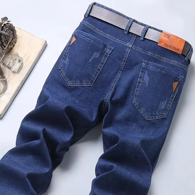 2025 New Business Men's Jeans Casual Comfortable Straight Stretch Fashion Classic Premium Blue Black Denim Pants Large Pants 6