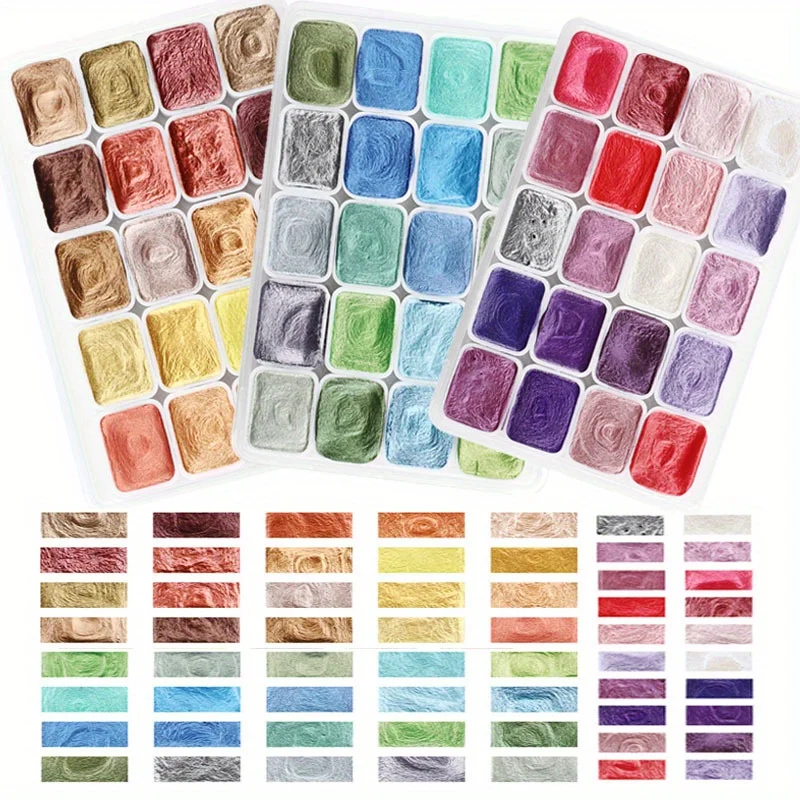 20 Colors Pearlescent Watercolor Set Metallic Watercolor Paint Set