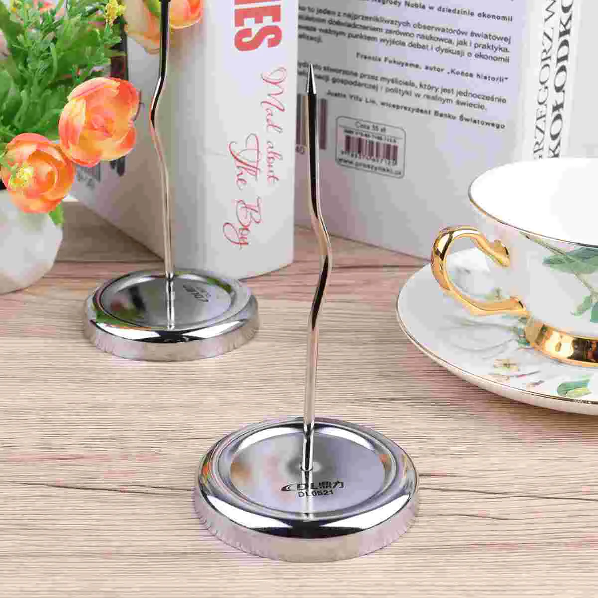 

3PCS Desk Receipt Holder Metal Bill Fork Receipt Spike Restaurant Check Spindle Ticket Fork for Home Office Restaurant Silver