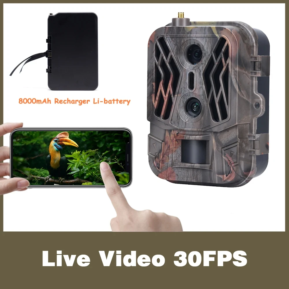 SuntekcamHC950PROLi 4G 라이브 비디오, 리튬 배터리, 셀룰러 듀얼 렌즈, 사냥 트레일 카메라, 36MP, 4K 비디오 텔레카메라, IP65, 8000mAh
