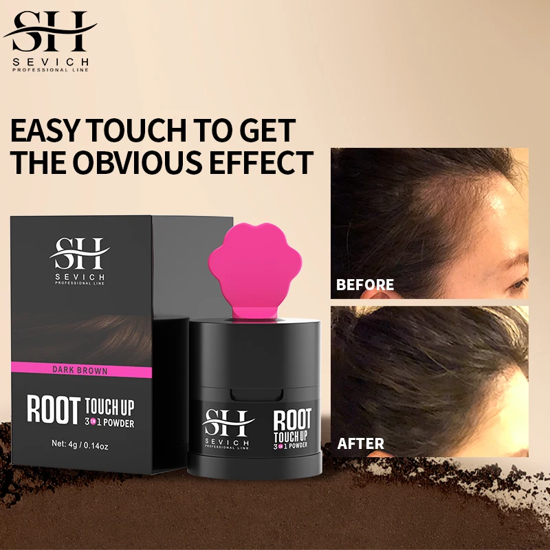 SEVICH Hair Shadow Powder With Brush Waterproof Black Root Cover Up Hair Concealer Coverage Instant Line Powder hair building powder hair building fibers hair coloring product