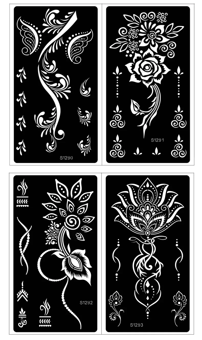 Indian Henna Temporary Tattoo Stencil Hand Arm Body Painting Template Tattoo Stencil Stickers Self-adhesive Painted henna tattoo stencils temporary tattoo sticker tattoo sticker