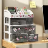 Portable Makeup Organizer with Lipstick Holder - Plastic Storage Box for Cosmetics & Office Supplies (Large Capacity, Stackable) 5