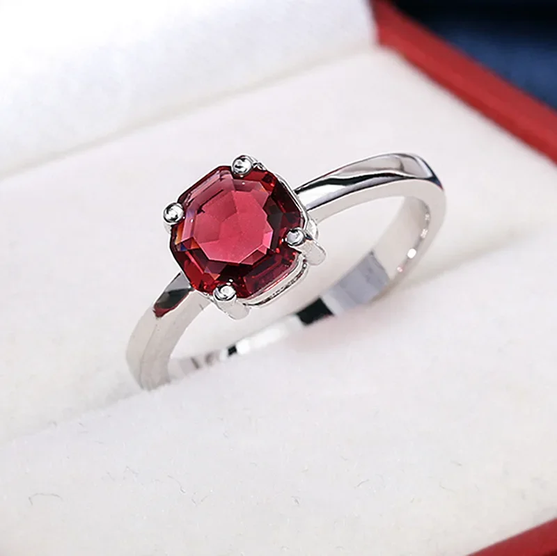 Silver Rings Silver Ring Wedding Rings Gemstone Ring Red Ruby Oval Egg Shape Gemstone Sterling 925 Silver Wedding Rings for Women Bridal Fine Jewelry Engagement