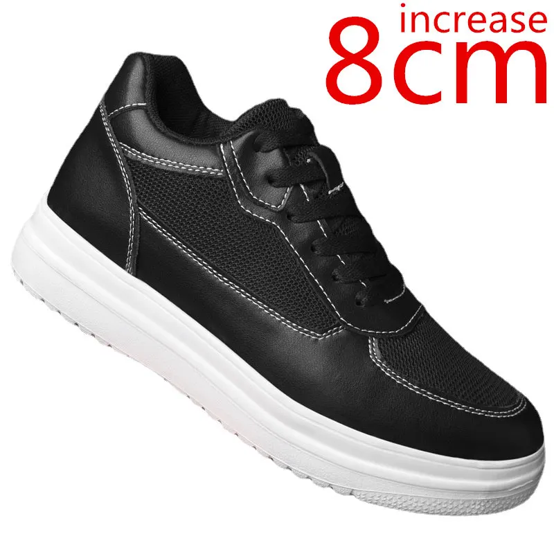 

Invisible Inner Height Increasing 8cm Men's Shoes Mesh Casual Sports Shoes daily Increase Shoes 6cm Elevator Leather White Shoes