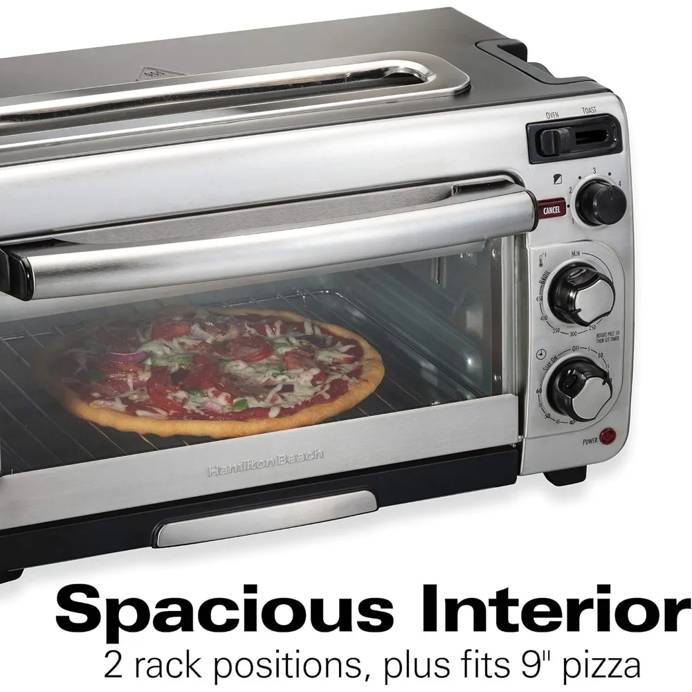 2-in-1 Countertop Toaster Oven and Long Slot 2 Slice Toaster 60 Minute Timer and Automatic Shut Off Shade Selector