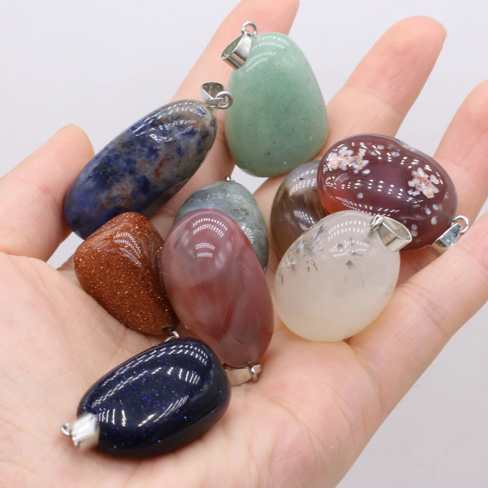 15PCS Wholesale Natural Stone Opal Unakite Agate Irregular Shape Pendant Necklace Earrings for Jewelry Making Accessories Gift