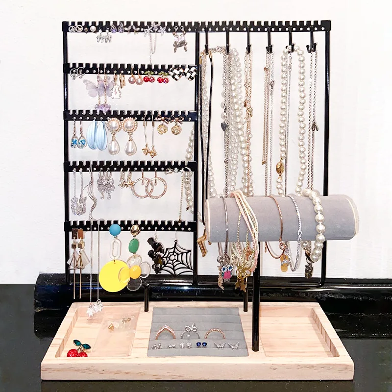 Earring Holder Organizer with108 Holes, Jewelry Organizer Stand with Necklace Holder, Earring Organizer, Bracelet Display Stand