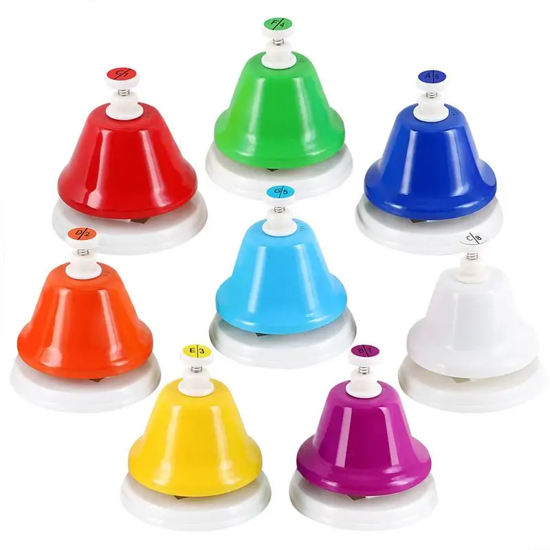 

Music Bells For Desk Stainless Steel Desk Bell With 8 Notes And Clear Sound Anti Slip Base Colorful Musical Instrument